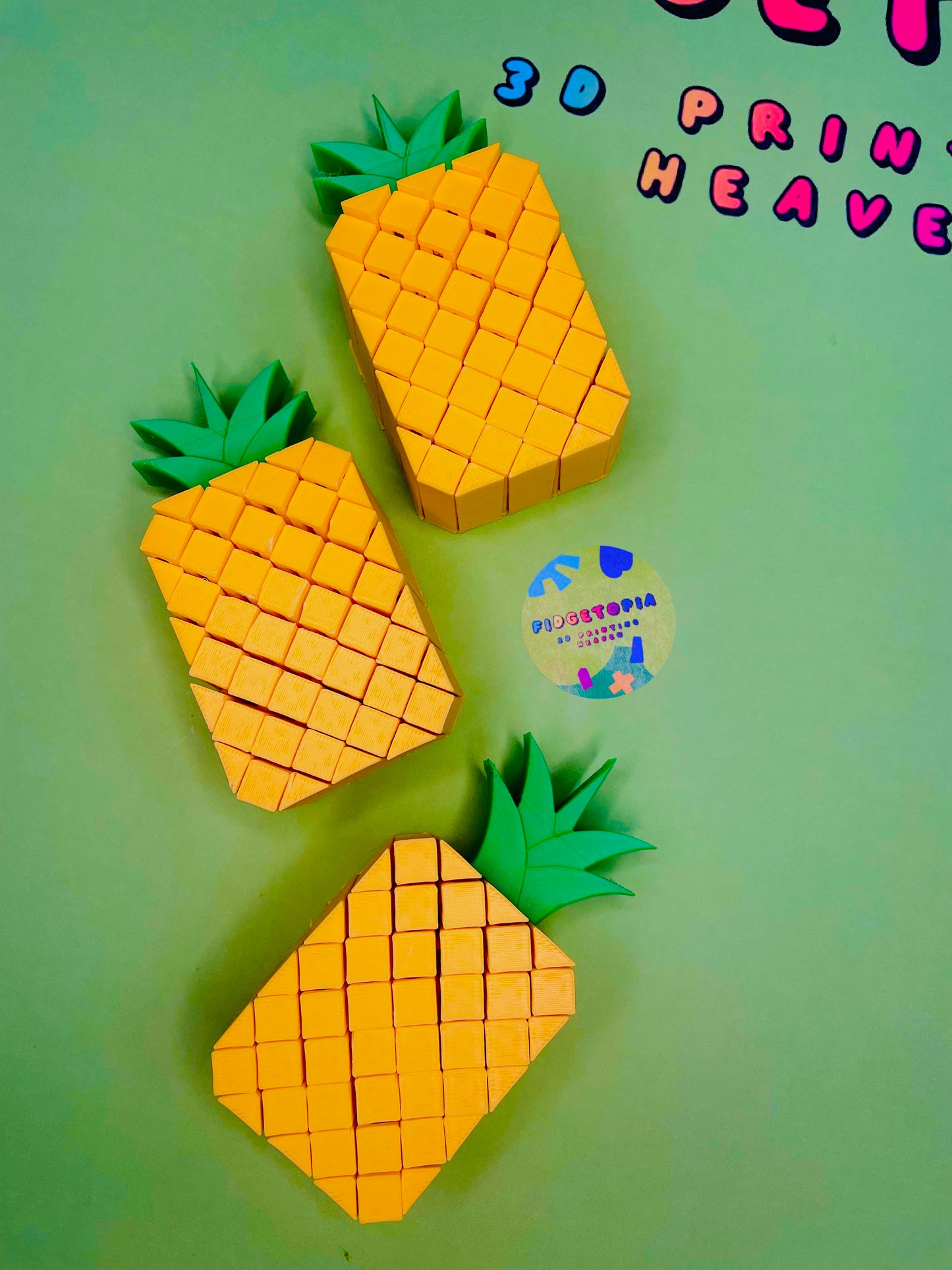 Pixel Pineapple - 3D Printed Transforming Fidget Toy