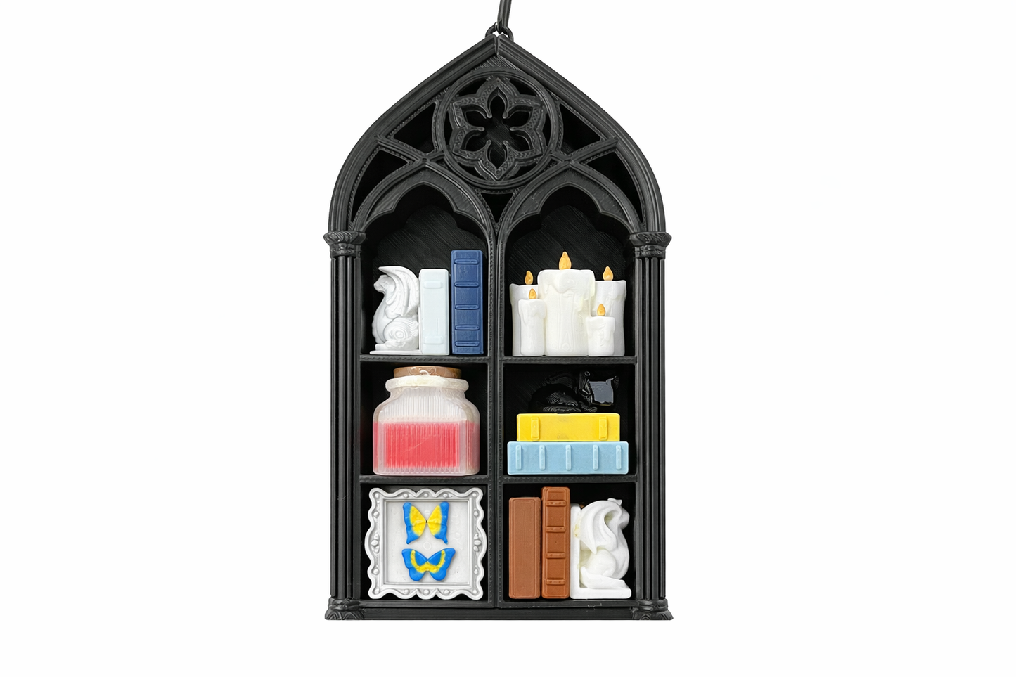 Gothic Book Nook Kit – DIY Miniature Bookshelf Insert, Dark Fantasy Library Scene  (6 Clicker)