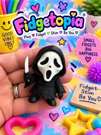 🦊 WIGGLERZ  Ghostface Fidget Toy – Articulated Fox Sensory Desk Toy for ADHD, Anxiety & Stress Relief