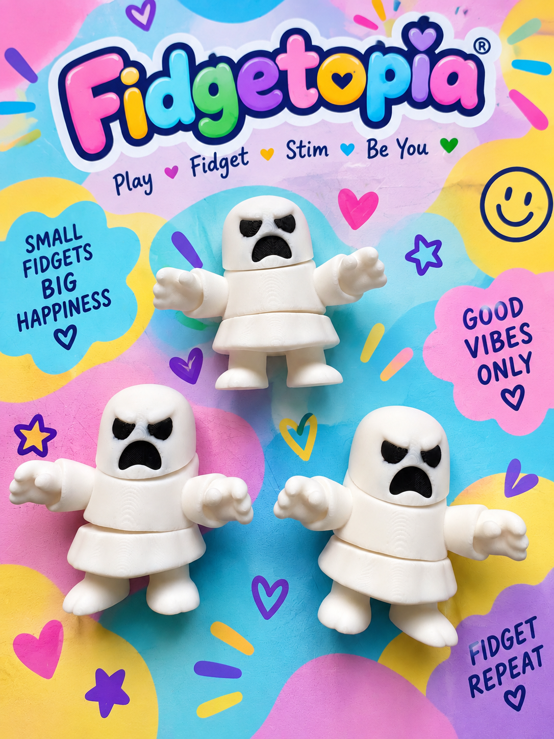 🦊 WIGGLERZ Gabi The Ghost Fidget Toy – Articulated Fox Sensory Desk Toy for ADHD, Anxiety & Stress Relief