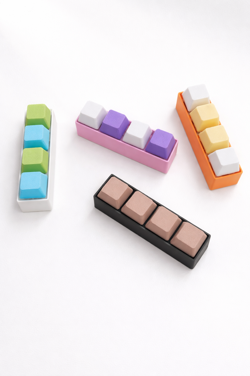 3D Printed Keyboard Clicker Fidget Toy – 4 Key 4x1 Mechanical Keypad Fidget with Wrist Strap